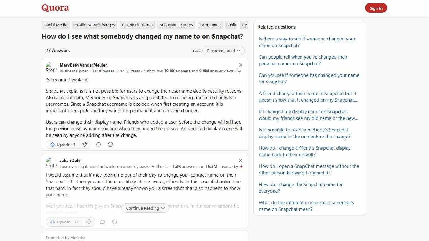 How to see what somebody changed my name to on Snapchat - Quora